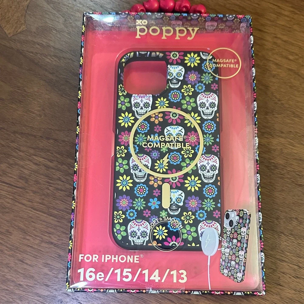 XO POPPY SUGAR SKULL black IPHONE 16e/15/14/13 case